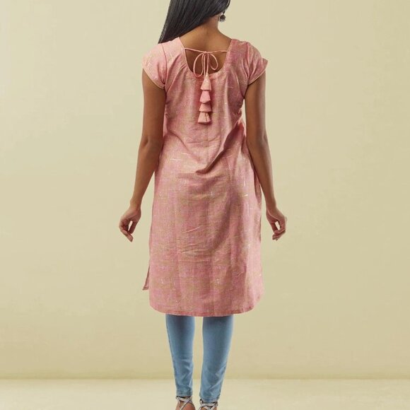 Pink and Gold Rayon Kurta for Stylish Looks | Muvvas Boutique - Picture 4 of 4